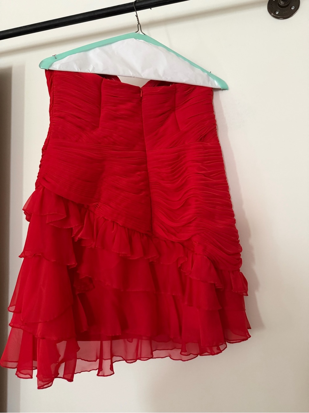 Strapless Red Ruffled Cocktail Dress - Picture 2 of 3